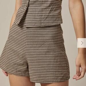 RIHOAS The Brown High Waisted Plaid Shorts M